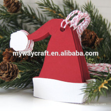 Fancy design red santa hat shaped christmas gift tags for christmas tree decoration